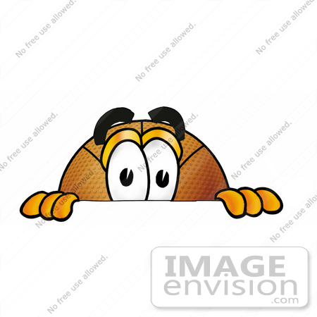 #22848 Clip art Graphic of a Basketball Cartoon Character Peeking Over a Surface by toons4biz