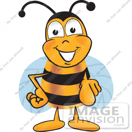 #22871 Clip art Graphic of a Honey Bee Cartoon Character Pointing at the Viewer by toons4biz