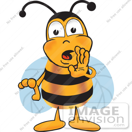 #22881 Clip art Graphic of a Honey Bee Cartoon Character Whispering and Gossiping by toons4biz