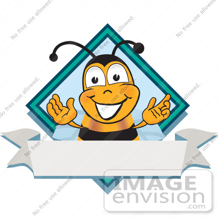 #23041 Clip art Graphic of a Honey Bee Cartoon Character Label by toons4biz