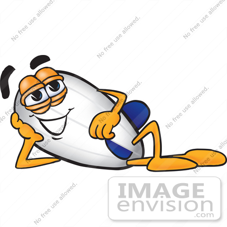 #23067 Clip art Graphic of a Dirigible Blimp Airship Cartoon Character Resting His Head on His Hand by toons4biz