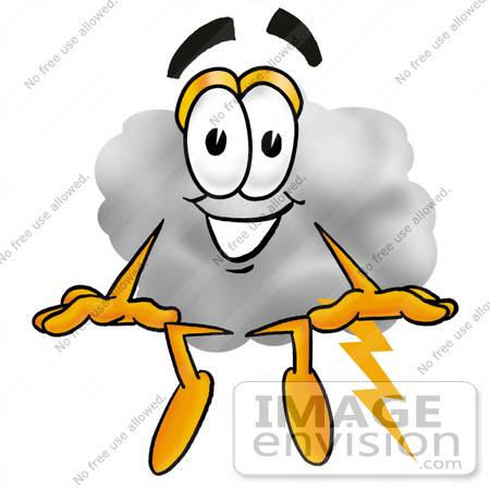#23351 Clip Art Graphic of a Puffy White Cumulus Cloud Cartoon Character Sitting by toons4biz