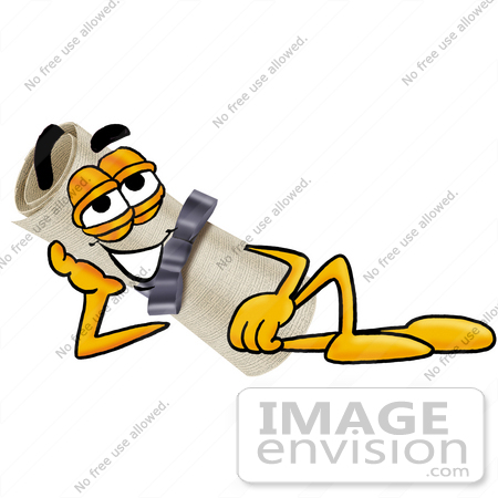 #23592 Clip Art Graphic of a Rolled Diploma Certificate Cartoon Character Resting His Head on His Hand by toons4biz