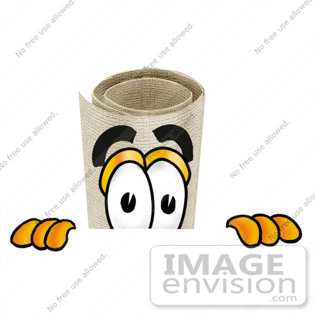 #23605 Clip Art Graphic of a Rolled Diploma Certificate Cartoon Character Peeking Over a Surface by toons4biz