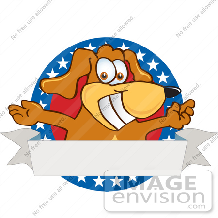 #23606 Clip Art Graphic of a Cute Brown Dog Cartoon Character Label by toons4biz