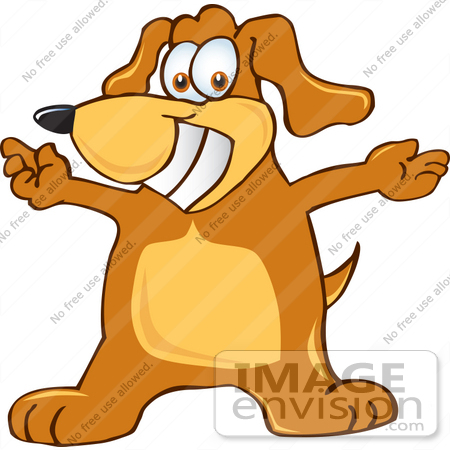 #23614 Clip Art Graphic of a Cute Brown Hound Dog Cartoon Character by toons4biz