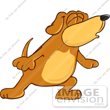 #23622 Clip Art Graphic of a Cute Brown Hound Dog Cartoon Character Howling by toons4biz