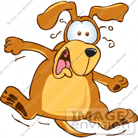 #23639 Clip Art Graphic of a Scared Brown Hound Dog Cartoon Character by toons4biz