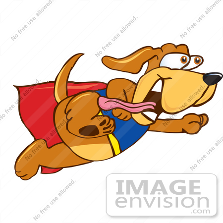 #23640 Clip Art Graphic of a Cute Brown Super Hero Hound Dog Cartoon Character by toons4biz