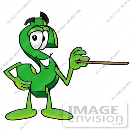 #23649 Clip Art Graphic of a Green USD Dollar Sign Cartoon Character Holding a Pointer Stick by toons4biz