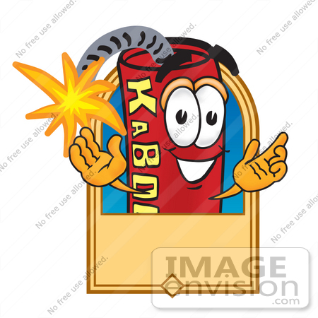 #23729 Clip Art Graphic of a Stick of Red Dynamite Cartoon Character Label by toons4biz
