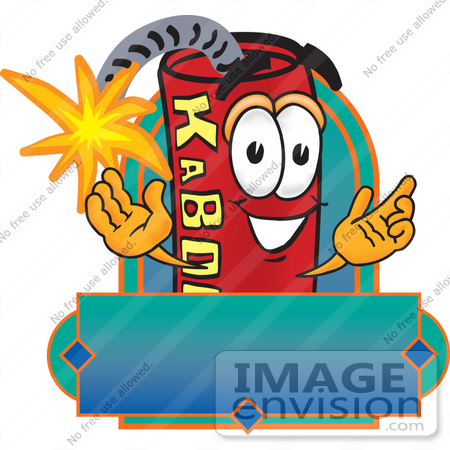 #23730 Clip Art Graphic of a Stick of Red Dynamite Cartoon Character Label by toons4biz