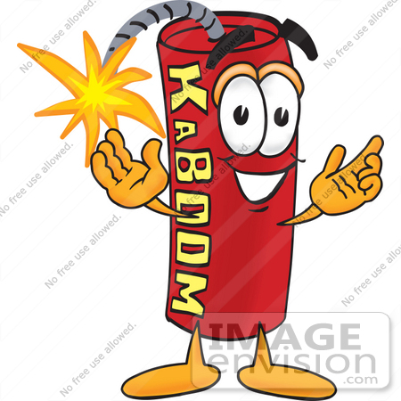 #23760 Clip Art Graphic of a Stick of Red Dynamite Cartoon Character With Welcoming Open Arms by toons4biz