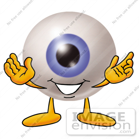 #23765 Clip Art Graphic of a Blue Eyeball Cartoon Character With Welcoming Open Arms by toons4biz