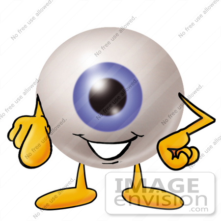 #23772 Clip Art Graphic of a Blue Eyeball Cartoon Character Pointing at the Viewer by toons4biz