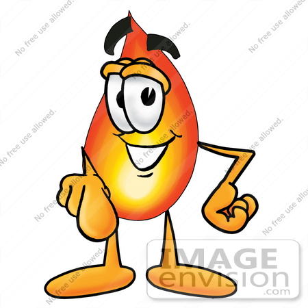 #23915 Clip Art Graphic of a Fire Cartoon Character Pointing at the Viewer by toons4biz