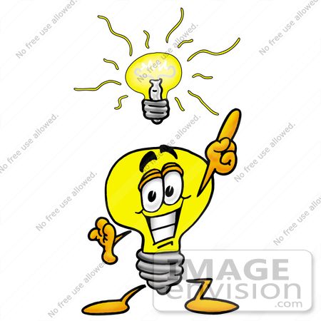 Clip Art Graphic of a Yellow Electric Lightbulb Cartoon Character With a  Bright Idea | #24376 by toons4biz | Royalty-Free Stock Cliparts