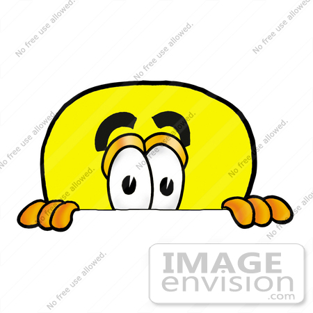 #24416 Clip Art Graphic of a Yellow Electric Lightbulb Cartoon Character Peeking Over a Surface by toons4biz