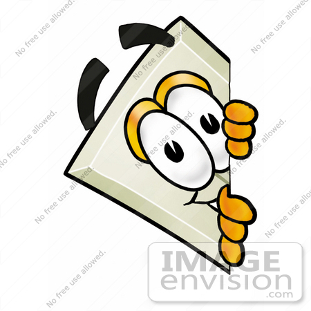 #24474 Clip Art Graphic of a White Electrical Light Switch Cartoon Character Peeking Around a Corner by toons4biz