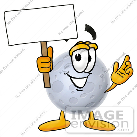 #24751 Clip Art Graphic of a Full Moon Cartoon Character Holding a Blank Sign by toons4biz