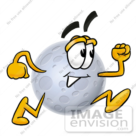 #24776 Clip Art Graphic of a Full Moon Cartoon Character Running by toons4biz
