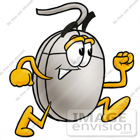 Clip Art Graphic of a Wired Computer Mouse Cartoon Character Running |  #24809 by toons4biz | Royalty-Free Stock Cliparts