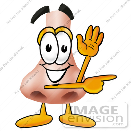 Clip Art Graphic of a Human Nose Cartoon Character Waving and Pointing |  #24897 by toons4biz | Royalty-Free Stock Cliparts