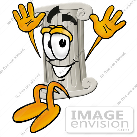 #24952 Clip Art Graphic of a Pillar Cartoon Character Jumping by toons4biz