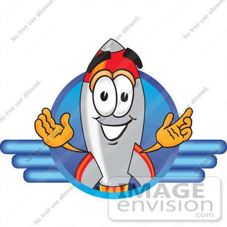 #25156 Clip Art Graphic of a Space Rocket Cartoon Character Logo by toons4biz