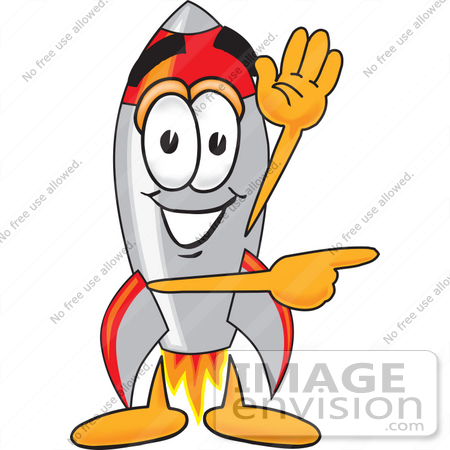 Clip Art Graphic of a Space Rocket Cartoon Character Waving and Pointing |  #25166 by toons4biz | Royalty-Free Stock Cliparts