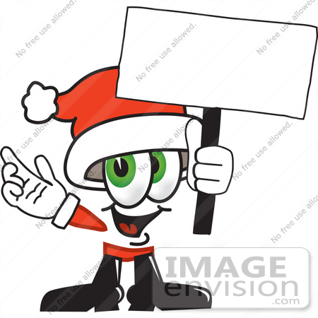 #25270 Clip Art Graphic of a Santa Claus Cartoon Character Holding a Blank Sign by toons4biz