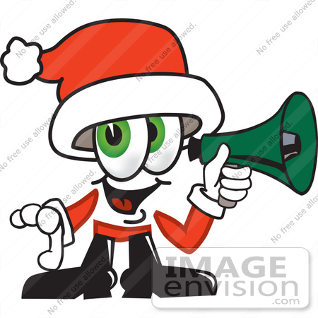 #25272 Clip Art Graphic of a Santa Claus Cartoon Character Holding a Megaphone by toons4biz