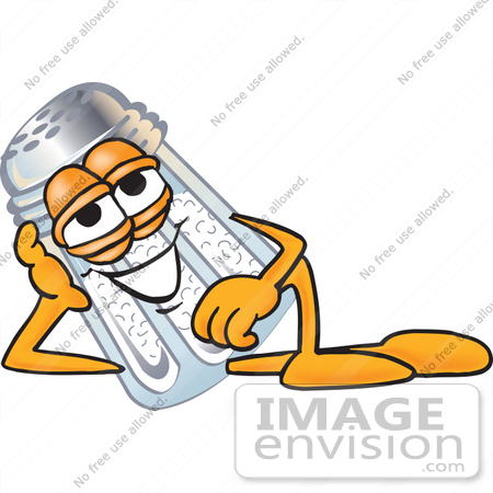 #25277 Clip Art Graphic of a Salt Shaker Cartoon Character Resting His Head on His Hand by toons4biz