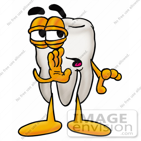 #25368 Clip Art Graphic of a Human Molar Tooth Character Whispering and Gossiping by toons4biz