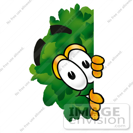 #25474 Clip Art Graphic of a Tree Character Peeking Around a Corner by toons4biz