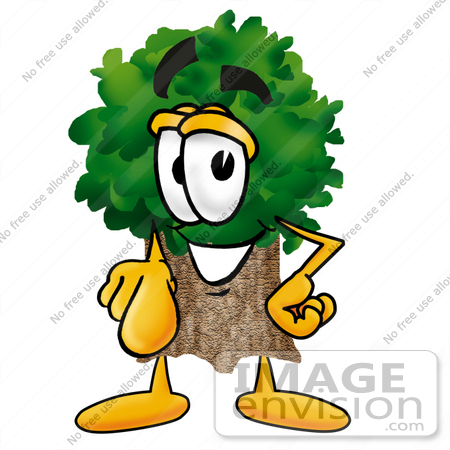 #25477 Clip Art Graphic of a Tree Character Pointing at the Viewer by toons4biz