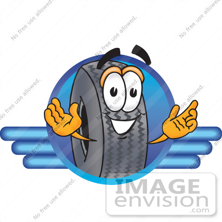 #25553 Clip Art Graphic of a Tire Character Logo by toons4biz