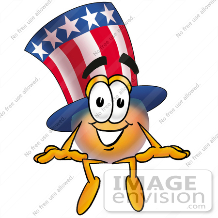 #25611 Clip Art Graphic of a Patriotic Uncle Sam Character Sitting by toons4biz