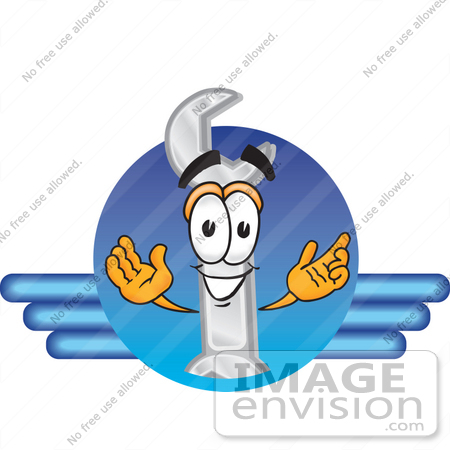 #25614 Clip Art Graphic of a Wrench Tool Character Logo by toons4biz