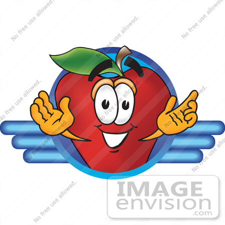#26663 Clip art Graphic of a Red Apple Cartoon Character Logo by toons4biz