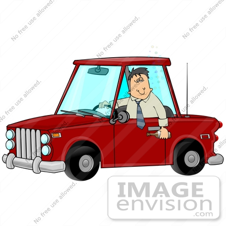 #26719 Wasted Man Drunk Driving and Holding Beer Out His Car Window Clipart by DJArt