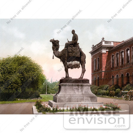 #26802 Stock Photography of the Gordon Memorial Statue at the Brompton Barracks Showing General Charles Gordon on a Camel in New Brompton Kent England UK by JVPD