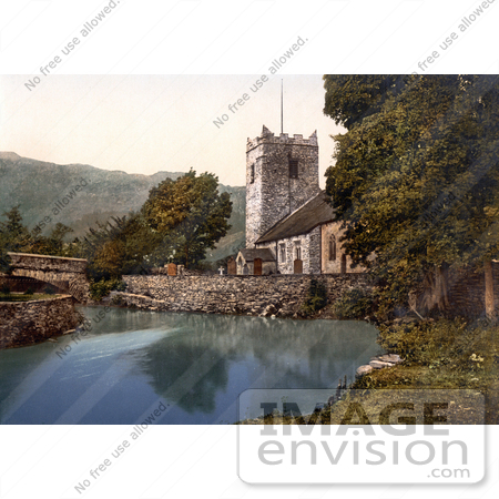 #26869 Stock Photography of the St Oswald’s Church on the Waterfront in Grasmere Lake District Cumbria England UK by JVPD