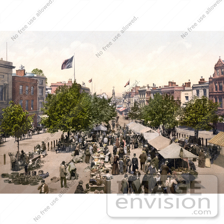 #26874 Stock Photography of  the Busy Market on Market Day in Tannton England by JVPD