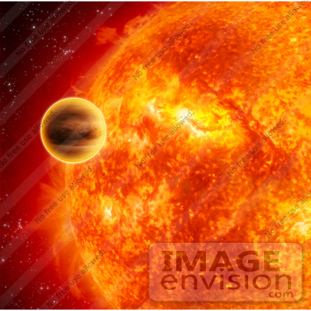 #27003 Stock Photography of a Yellow Dwarf Planet, Hd 189733, Orbiting The Feiry Gas Giant Planet, Known As Hd 189733 B, In The Constellation Vulpecula by JVPD