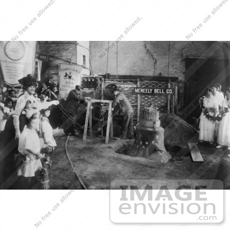 #27024 Stock Photography of a Crowd Of Women And Children Watching Men At The Meneely Bell Co Casting The Suffrage "Liberty Bell" In Troy, New York, 1915 by JVPD