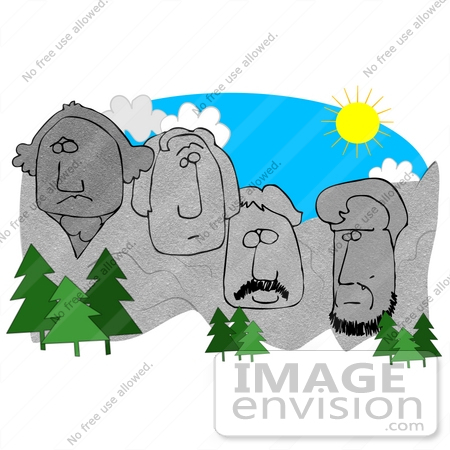 #27025 Mount Rushmore In South Dakota With The Faces Of George Washington, Thomas Jefferson, Theodore Roosevelt, And Abraham Lincoln Clipart Illustration Graphic by DJArt