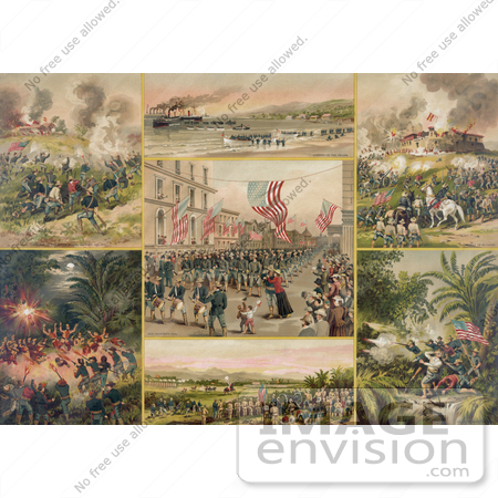 #27489 Illustration of A Collage Of Scenes Of The Spanish-American War by JVPD