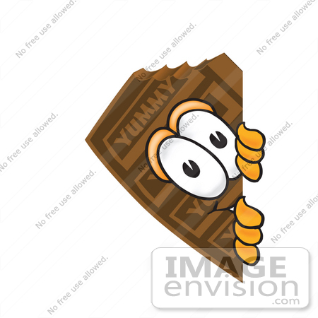 #27680 Clip Art Graphic of a Chocolate Candy Bar Mascot Character Peeking Around a Corner by toons4biz
