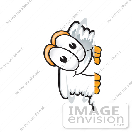 #27794 Clip Art Graphic of a Tornado Mascot Character Peeking Around a Corner by toons4biz